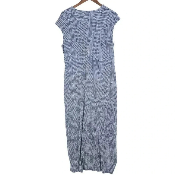 Chico's Slip Maxi Dress Size 2/ 12 Cap Sleeve Printed Slit Side 1930P - Picture 2 of 8